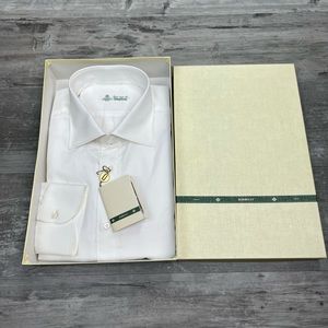 Borrelli NWT Solid White Dress Shirt 17.5 34/35